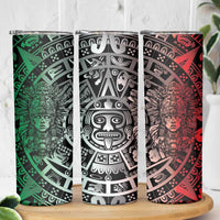 Mexico Aztec Warrior Goddess Skinny Tumbler Aztec Skull Tribal Calender Tricolor Spirit - Wonder Print Shop