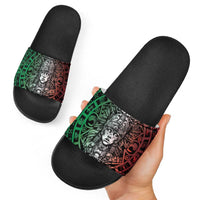 Mexico Aztec Warrior Goddess Slide Sandals Aztec Skull Tribal Calender Tricolor Spirit - Wonder Print Shop