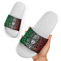 Mexico Aztec Warrior Goddess Slide Sandals Aztec Skull Tribal Calender Tricolor Spirit - Wonder Print Shop