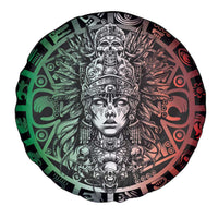 Mexico Aztec Warrior Goddess Spare Tire Cover Aztec Skull Tribal Calender Tricolor Spirit - Wonder Print Shop
