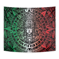 Mexico Aztec Warrior Goddess Tapestry Aztec Skull Tribal Calender Tricolor Spirit - Wonder Print Shop