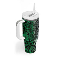 Mexico Aztec Warrior Goddess Tumbler With Handle Aztec Skull Tribal Calender Tricolor Spirit - Wonder Print Shop