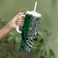 Mexico Aztec Warrior Goddess Tumbler With Handle Aztec Skull Tribal Calender Tricolor Spirit - Wonder Print Shop