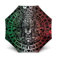 Mexico Aztec Warrior Goddess Umbrella Aztec Skull Tribal Calender Tricolor Spirit - Wonder Print Shop
