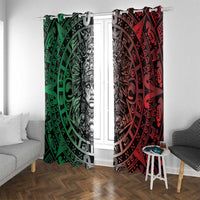Mexico Aztec Warrior Goddess Window Curtain Aztec Skull Tribal Calender Tricolor Spirit - Wonder Print Shop