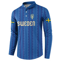 Custom World Football 2026 Sweden Button Sweatshirt Swedish The Blue and Yellow Champions