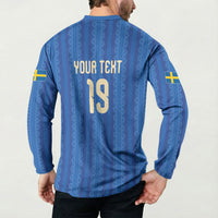 Custom World Football 2026 Sweden Button Sweatshirt Swedish The Blue and Yellow Champions