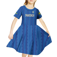 Custom World Football 2026 Sweden Kid Short Sleeve Dress Swedish The Blue and Yellow Champions