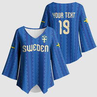 Custom World Football 2026 Sweden Kimono Sleeve Blouse Swedish The Blue and Yellow Champions