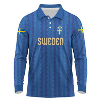 Custom World Football 2026 Sweden Long Sleeve Polo Shirt Swedish The Blue and Yellow Champions