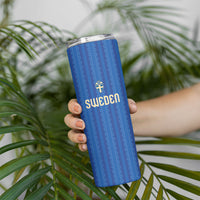 Custom World Football 2026 Sweden Skinny Tumbler Swedish The Blue and Yellow Champions
