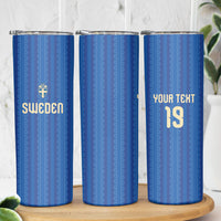 Custom World Football 2026 Sweden Skinny Tumbler Swedish The Blue and Yellow Champions