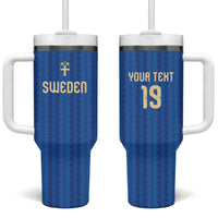 Custom World Football 2026 Sweden Tumbler With Handle Swedish The Blue and Yellow Champions