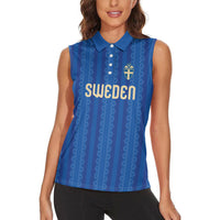 Custom World Football 2026 Sweden Women Sleeveless Polo Shirt Swedish The Blue and Yellow Champions