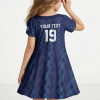 Custom World Football 2026 Scotland Kid Short Sleeve Dress Scottish Tartan Cupa na Cruinne Glory