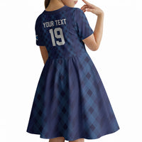 Custom World Football 2026 Scotland Kid Short Sleeve Dress Scottish Tartan Cupa na Cruinne Glory