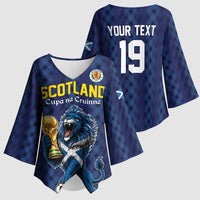 Custom World Football 2026 Scotland Kimono Sleeve Blouse Scottish Tartan Cupa na Cruinne Glory