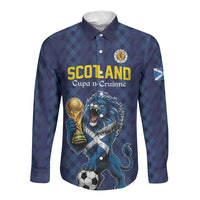 Custom World Football 2026 Scotland Long Sleeve Button Shirt Scottish Tartan Cupa na Cruinne Glory