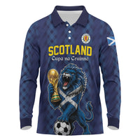 Custom World Football 2026 Scotland Long Sleeve Polo Shirt Scottish Tartan Cupa na Cruinne Glory