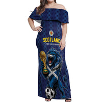 Custom World Football 2026 Scotland Off Shoulder Maxi Dress Scottish Tartan Cupa na Cruinne Glory