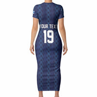 Custom World Football 2026 Scotland Short Sleeve Bodycon Dress Scottish Tartan Cupa na Cruinne Glory