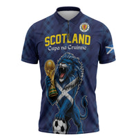 Custom World Football 2026 Scotland Zipper Polo Shirt Scottish Tartan Cupa na Cruinne Glory