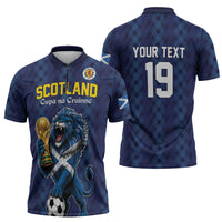 Custom World Football 2026 Scotland Zipper Polo Shirt Scottish Tartan Cupa na Cruinne Glory