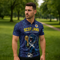 Custom World Football 2026 Scotland Zipper Polo Shirt Scottish Tartan Cupa na Cruinne Glory