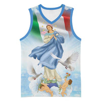 Italy Assumption Of Mary Basketball Jersey Blessed Virgin Mary Angel And Dove - Wonder Print Shop