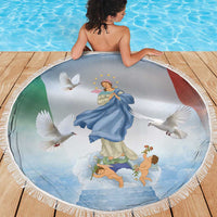 Italy Assumption Of Mary Beach Blanket Blessed Virgin Mary Angel And Dove - Wonder Print Shop