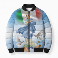 Italy Assumption Of Mary Bomber Puffer Jacket Blessed Virgin Mary Angel And Dove - Wonder Print Shop