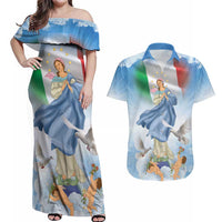 Italy Assumption Of Mary Couples Matching Off Shoulder Maxi Dress and Hawaiian Shirt Blessed Virgin Mary Angel And Dove LT19