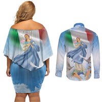 Italy Assumption Of Mary Couples Matching Off Shoulder Short Dress and Long Sleeve Button Shirt Blessed Virgin Mary Angel And Dove LT19