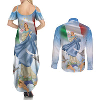 Italy Assumption Of Mary Couples Matching Summer Maxi Dress and Long Sleeve Button Shirt Blessed Virgin Mary Angel And Dove LT19