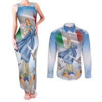 Italy Assumption Of Mary Couples Matching Tank Maxi Dress and Long Sleeve Button Shirt Blessed Virgin Mary Angel And Dove LT19