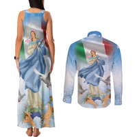 Italy Assumption Of Mary Couples Matching Tank Maxi Dress and Long Sleeve Button Shirt Blessed Virgin Mary Angel And Dove LT19