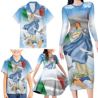Italy Assumption Of Mary Family Matching Long Sleeve Bodycon Dress and Hawaiian Shirt Blessed Virgin Mary Angel And Dove LT19