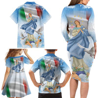 Italy Assumption Of Mary Family Matching Long Sleeve Bodycon Dress and Hawaiian Shirt Blessed Virgin Mary Angel And Dove LT19