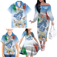 Italy Assumption Of Mary Family Matching Off The Shoulder Long Sleeve Dress and Hawaiian Shirt Blessed Virgin Mary Angel And Dove LT19