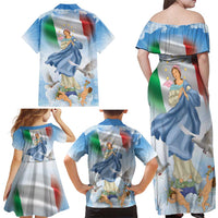 Italy Assumption Of Mary Family Matching Off Shoulder Maxi Dress and Hawaiian Shirt Blessed Virgin Mary Angel And Dove LT19