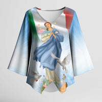 Italy Assumption Of Mary Kimono Sleeve Blouse Blessed Virgin Mary Angel And Dove - Wonder Print Shop