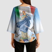 Italy Assumption Of Mary Kimono Sleeve Blouse Blessed Virgin Mary Angel And Dove - Wonder Print Shop