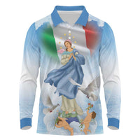 Italy Assumption Of Mary Long Sleeve Polo Shirt Blessed Virgin Mary Angel And Dove LT19