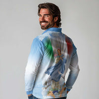 Italy Assumption Of Mary Long Sleeve Polo Shirt Blessed Virgin Mary Angel And Dove LT19