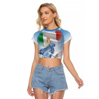 Italy Assumption Of Mary Raglan Cropped T Shirt Blessed Virgin Mary Angel And Dove LT19