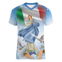 Italy Assumption Of Mary Women V-Neck T-Shirt Blessed Virgin Mary Angel And Dove LT19