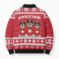 Saint Bernard Dog Switzerland Christmas Bomber Puffer Jacket - Wonder Print Shop