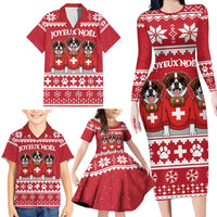 Saint Bernard Dog Switzerland Christmas Family Matching Long Sleeve Bodycon Dress and Hawaiian Shirt - Wonder Print Shop