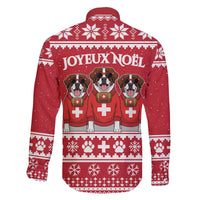 Saint Bernard Dog Switzerland Christmas Family Matching Off The Shoulder Long Sleeve Dress and Hawaiian Shirt - Wonder Print Shop