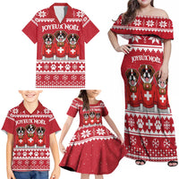 Saint Bernard Dog Switzerland Christmas Family Matching Off Shoulder Maxi Dress and Hawaiian Shirt - Wonder Print Shop